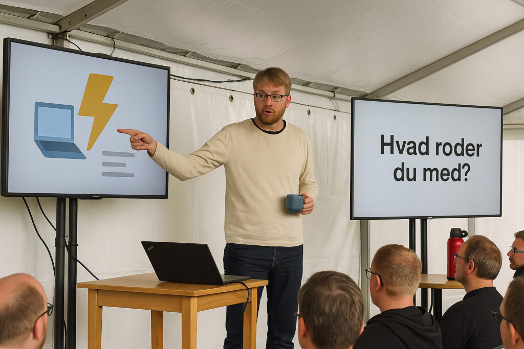 Vi gav ChatGPT to billeder fra talerteltet og teksten til denne session. Dette billede er hvad vi fik.